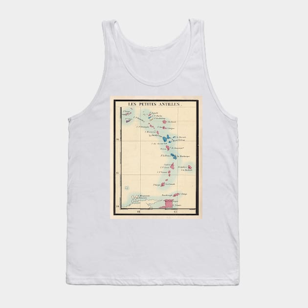 Old Lesser Antilles Map (1844) Vintage Caribbean & West Indies Islands Atlas Tank Top by Bravuramedia